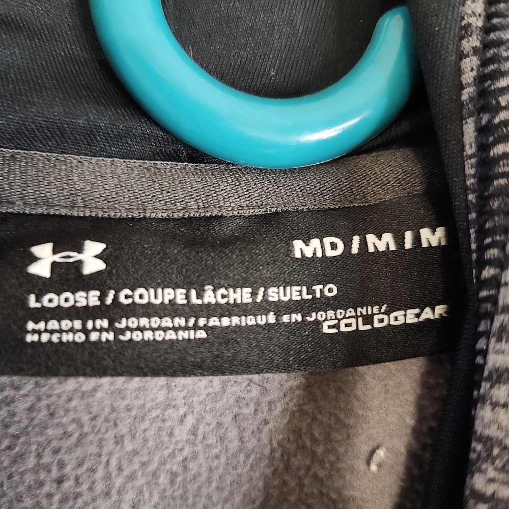 Under Armour Loose Cold Gear Hooded Pullover Gray Medium Hoodie Sweatshirt - Picture 3 of 8